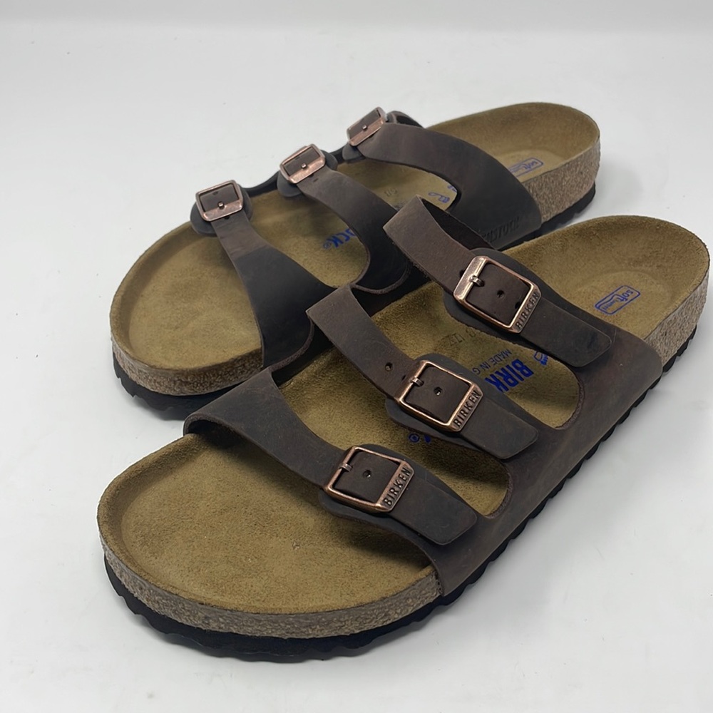 Like New Birkenstock Women’s Soft Footbed Florida Brown Leather Sz 42 Ladies 11